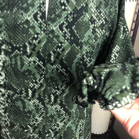 H&M Green Snakeskin Long Sleeve Shift Dress Size 2 - Picture 10 of 14